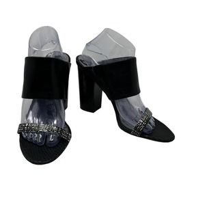 Sam Edelman Womens Shoes 10 US 41.5 EU Yoselin Slip On Heeled Sandals Black